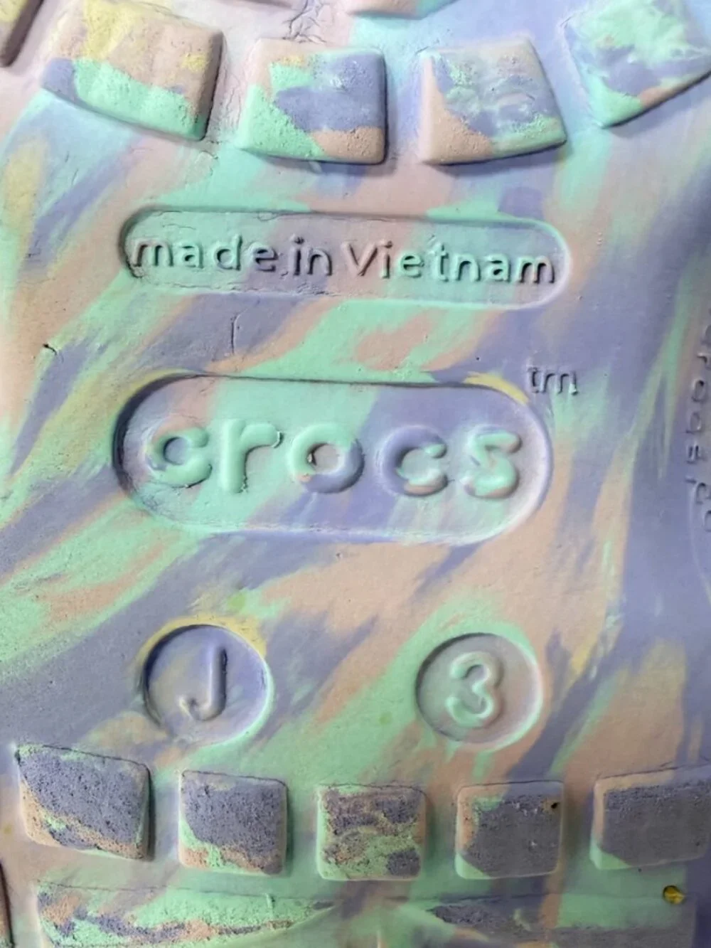 Crocs Kids Classic Marbled Clogs Moon Jelly Purple & Aqua {Size J 3} EUC!
